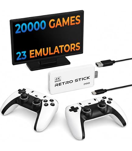 X2 Plus Retro Game Stick 128 GB – Más De 40.000 Juegos Precargados, 2 Mandos Inalámbricos, Salida 4K, Plug And Play Para TV