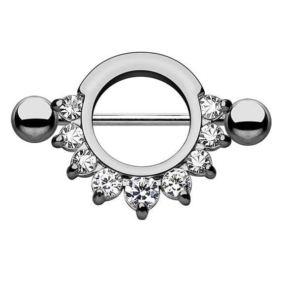 beyoutifulthings Brustwarzen-piercing ZIRKONIA RING Intim-piercing Brust-piercing EDELSTAHL Silber Gold Roségold Hämatit Clea