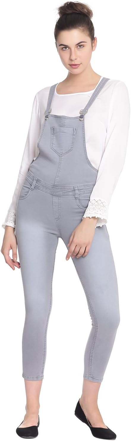 Women Denim Grey Dungarees