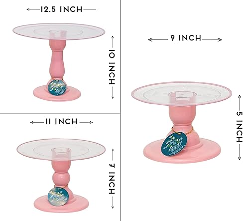 SÓ BOLEIRAS Clean Rose Plastic Cake Stands and Trays (Set of 6) in