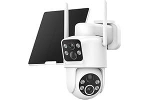 TKENPRO Dual Lens Solar Security Cameras Wireless Outdoor, 2K Full HD Video, 360° View Pan/Tilt Home Security Camera with Color Night Vision, Easy to Install, PIR Alarm, 2.4GHz WiFi