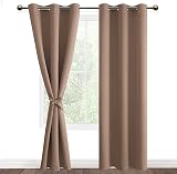 DWCN Khaki Blackout Curtains 2 Panels 46W x 90L with Tiebacks Thermal