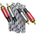SNANSHI 2RCA Cables 5FT- 2RCA Male to 2RCA Male Stereo Audio Cable Nylon Braided, Double Shielded 2RCA to 2RCA Audio Cable for Home Theater, Amplifier, Hi-Fi System, Speaker