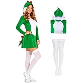 OUHAICUST Yoshi Costume Adult Women Dinosaur Costume Velvet Dress For Couples Halloween Funny Cosplay, Stuffed Tail