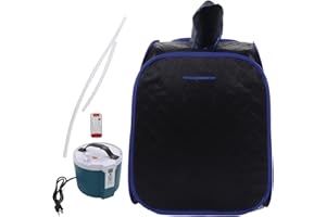 Portable Steam Sauna Tent, Full Size Personal Sauna Blanket. Personal Home Spa with Remote Control Black with Blue Edge