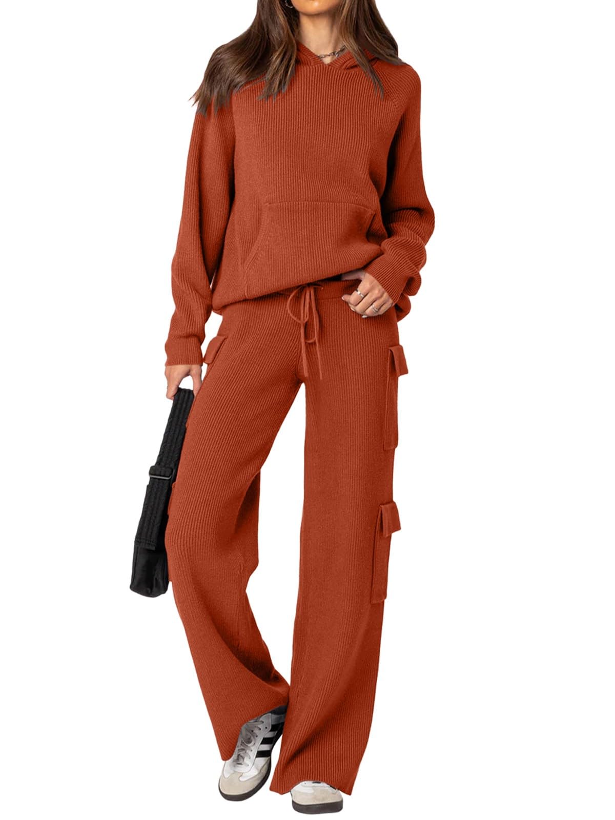 Photo 1 of *size small* Cargo Pants Matching Lounge Tracksuits Fall Winter Airport Outfits 2024 Trendy(Rust Orange Medium)