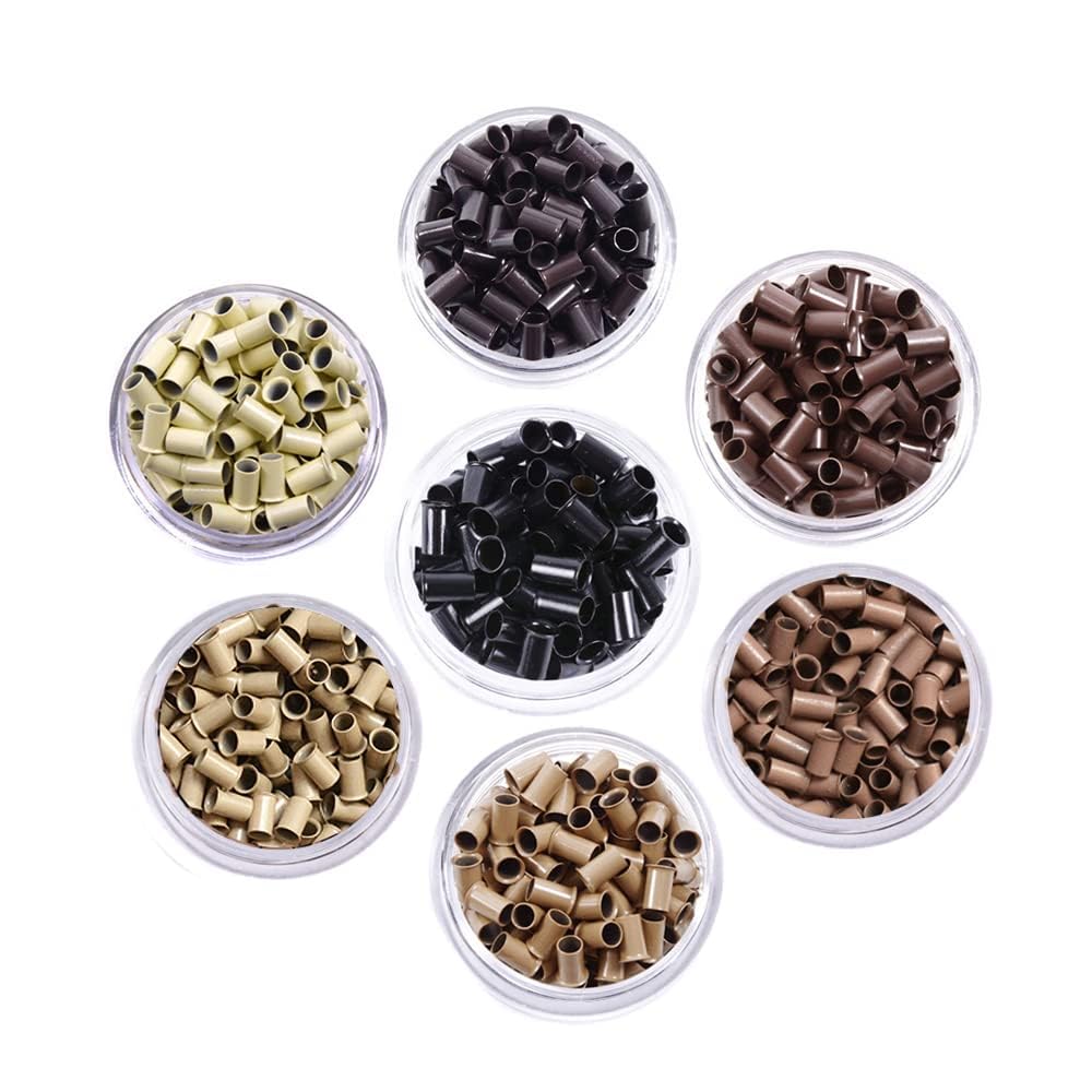 500 PCS Copper Tubes 3.4mm Euro Lock Flared Micro Rings Links Beads for Hair Extensions (Black) โ image 1