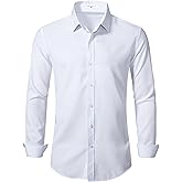 Men's Slim Fit Dress Shirts Solid Long Sleeve Formal Shirts Business Casual Wedding Button Down Shirts