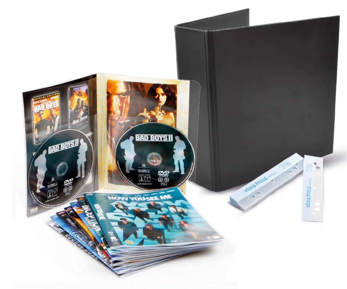 3L DVD Storage - Combination Pack with 50 Double DVD Cases & 2 DVD Folders & 50 Strips - Practical Archiving - 10266