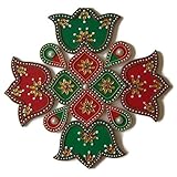 Rangoli Indian Decor for Wall Decoration, Floor Decoration & Table Decoration - 9 Piece Handmade Wooden Art