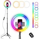 UBeesize 12” RGB Selfie Ring Light with 62” Extendable Tripod Stand & Remote, LED Light with Phone Holder for Video Recording/Makeup/Content Creator (YouTube/TikTok/Twitch), Phone, Camera & Webcam