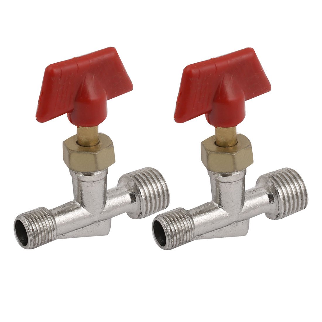 sourcingmap M/M 13mm to 10mm Male Thread Air Compressor Inline Manual Valve 2pcs