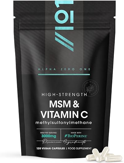 ALPHA01 MSM 3000mg with Vitamin C BioPerine 120 Vegan Capsules