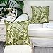 CaliTime Pack of 2 Throw Pillow Covers Cases for Couch Sofa Home Decor, Vintage Floral Leaves, 18 X 18 Inches, Olive Green