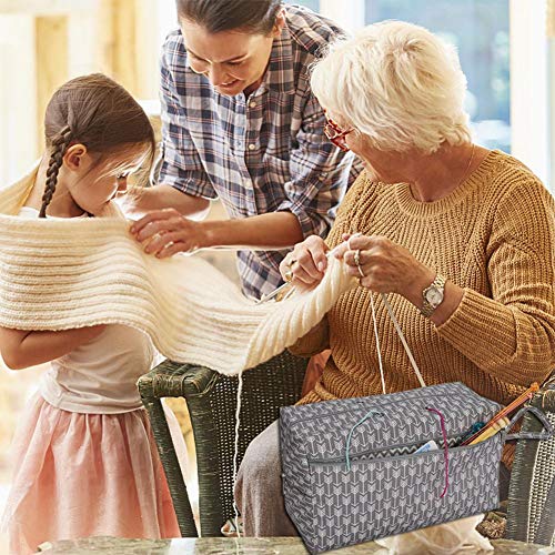 VOVI Tote Organizer Bag for Knitting Projects Yarn Storage Sturdy Portable Premium Tote Crochet Supplies - Thumbnail 4