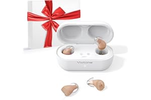 Vivtone Supermini Hearing Aids (Not Amplifiers), Rechargeable Digital Hearing Devices with 16-Channel Sound Processing for Superior Sound Quality, Auto-On/Off, Pair