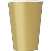 Gold Solid Paper Cups - 12 oz (Pack Of 10) - Disposable Drinkware - Perfect For Parties, Events & Gatherings