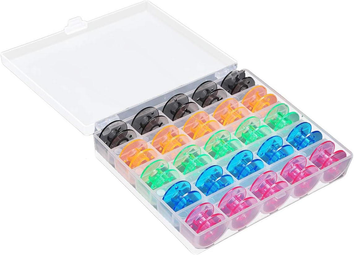 25Pcs/Set Empty Bobbins Sewing Machine Spools Colorful Plastic Case Storage Box For Sewing Machine