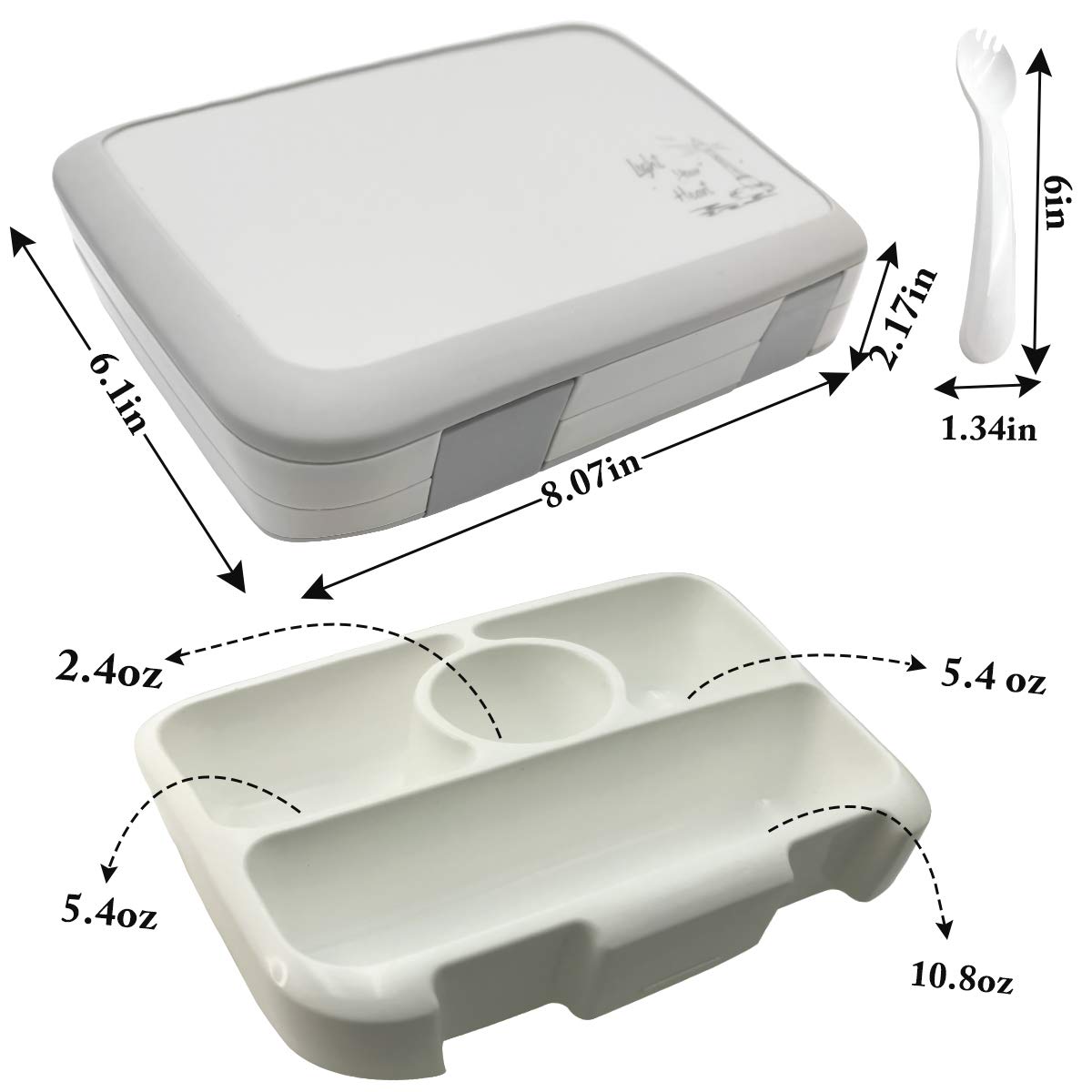 OKBONN Kids Lunch Box with Sticker(Halloween) - Leak-Proof, 4-Compartment Bento-Style Kids Bento Box with Spoon - Ideal Portion Sizes for Ages 3 to 7 - BPA-Free and Food-Safe Materials for School