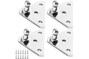 Vepagoo 10mm Ball Stud Mounting Bracket, Gas Struts Lift Support Bracket Ball Stud, 4pcs Flat-Type and 12pcs Screws (Only Fits 10mm Ball Head),Silver