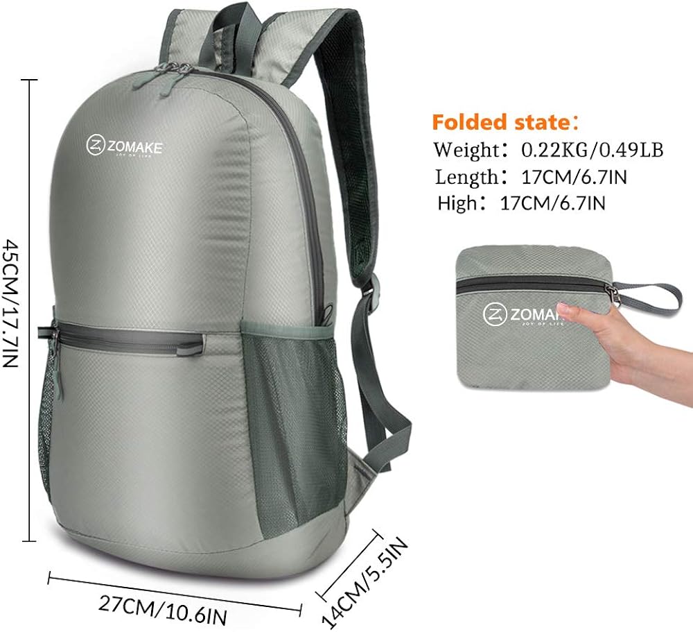 ZOMAKE Ultra Lightweight Packable Backpack Water Resistant Hiking Daypack, Small Backpack Handy Foldable Camping Outdoor Backpack Little Bag : Sports & Outdoors