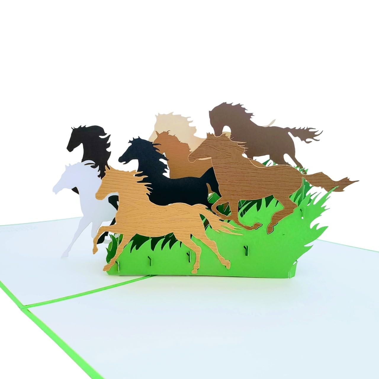 iGifts And Cards Inspirational Wild Horses 3D Pop Up Greeting Card - Majestic, Colt, Pony, Mustang, Stallion, Half-Fold, Happy Birthday, Retirement, Just Because, New Business Adventure, All Occasion