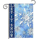 LHSION Let It Snow Snowflakes Garden Flag 12.5 x 18 Inch Winter Decorative Double Sided Burlap Small Flag Holiday Banners for Winter Xmas Farm House Yard Decoration