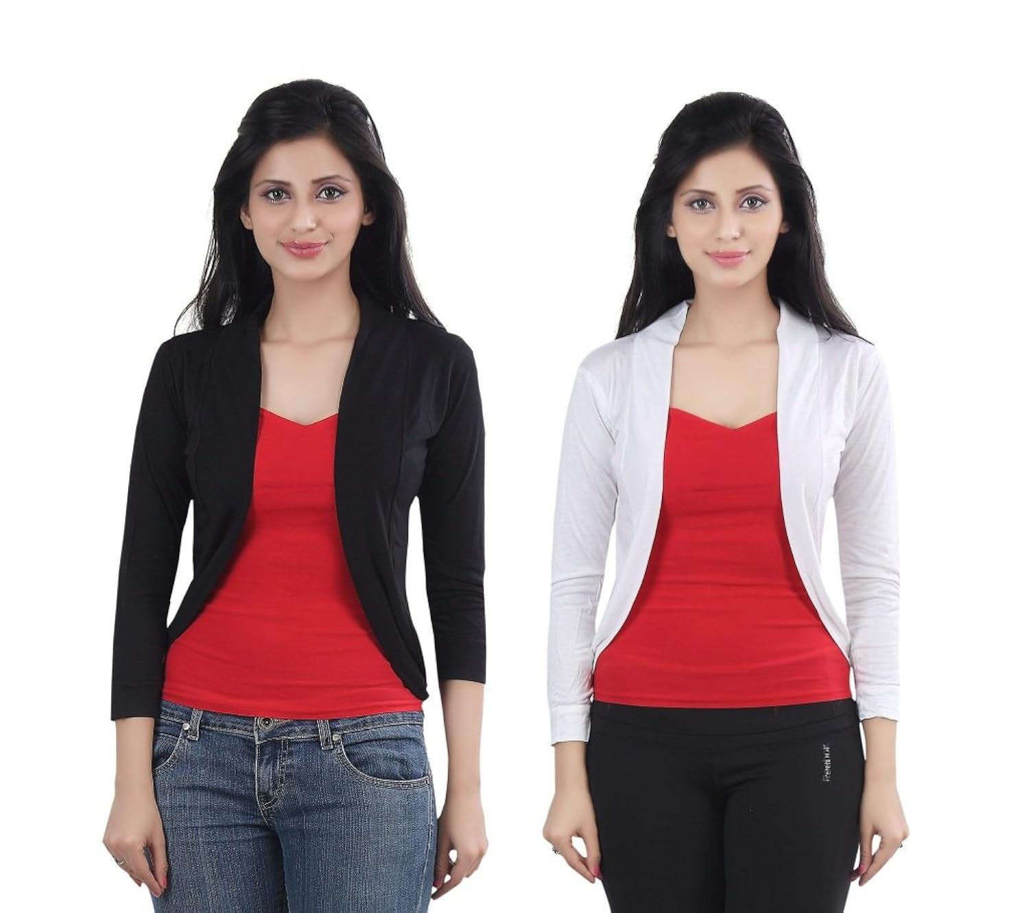 bfly women's viscose short shrugs-pack of 2( black & white)