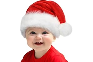 Doiurcs Baby Santa Hat: Christmas Hat for Infant,Xmas Holiday Hat,Unisex Velvet Classic Santa Hat for Christmas New Year