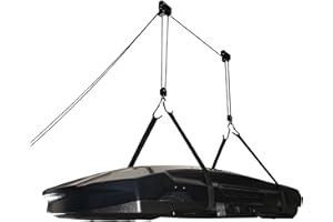 SYDSZ Cargo Box Ceiling Hoist – Garage Pulley Lift System for Rooftop Cargo Carrier Fits Garage or Shed with 200lb Capacity for Roof Luggage Frame or Kayak, Canoe or Bicycles