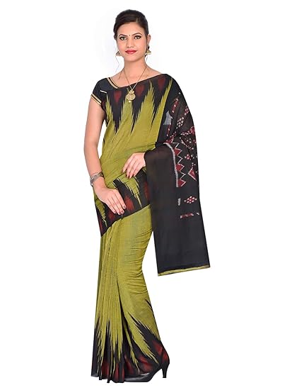 ODISHA HANDLOOM Womens Sambalpuri Ikat Cotton Saree (OHAUG2019-178, Green)