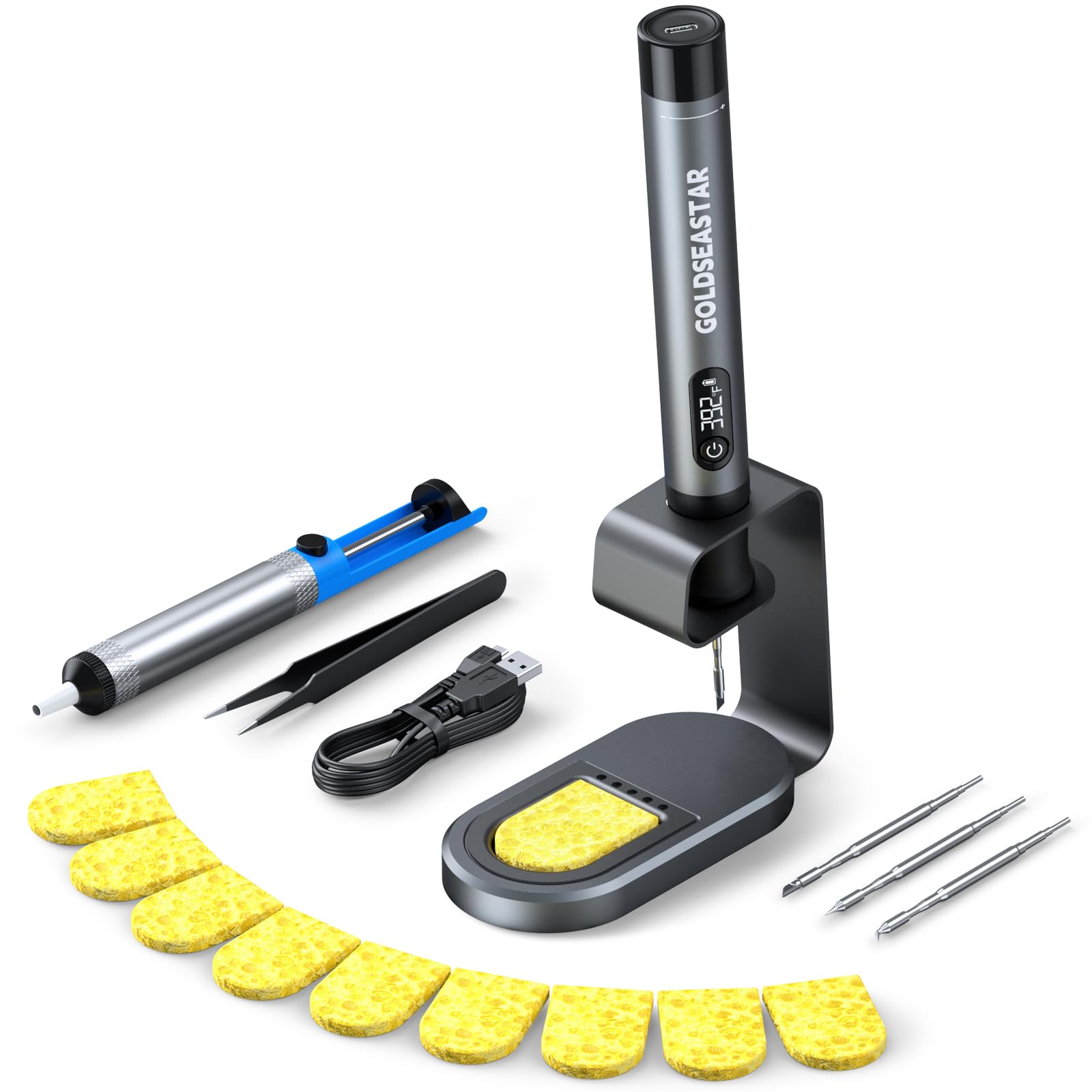 Photo 1 of Cordless Soldering Iron Kit - 7s Fast Heating & Auto Sleep, Portable USB-C Rechargeable Welding Pen with 3 Tips (392°F/200°C to 842°F/450°C) for Electronics Repair/DIY/Circuit Board, Gunmental