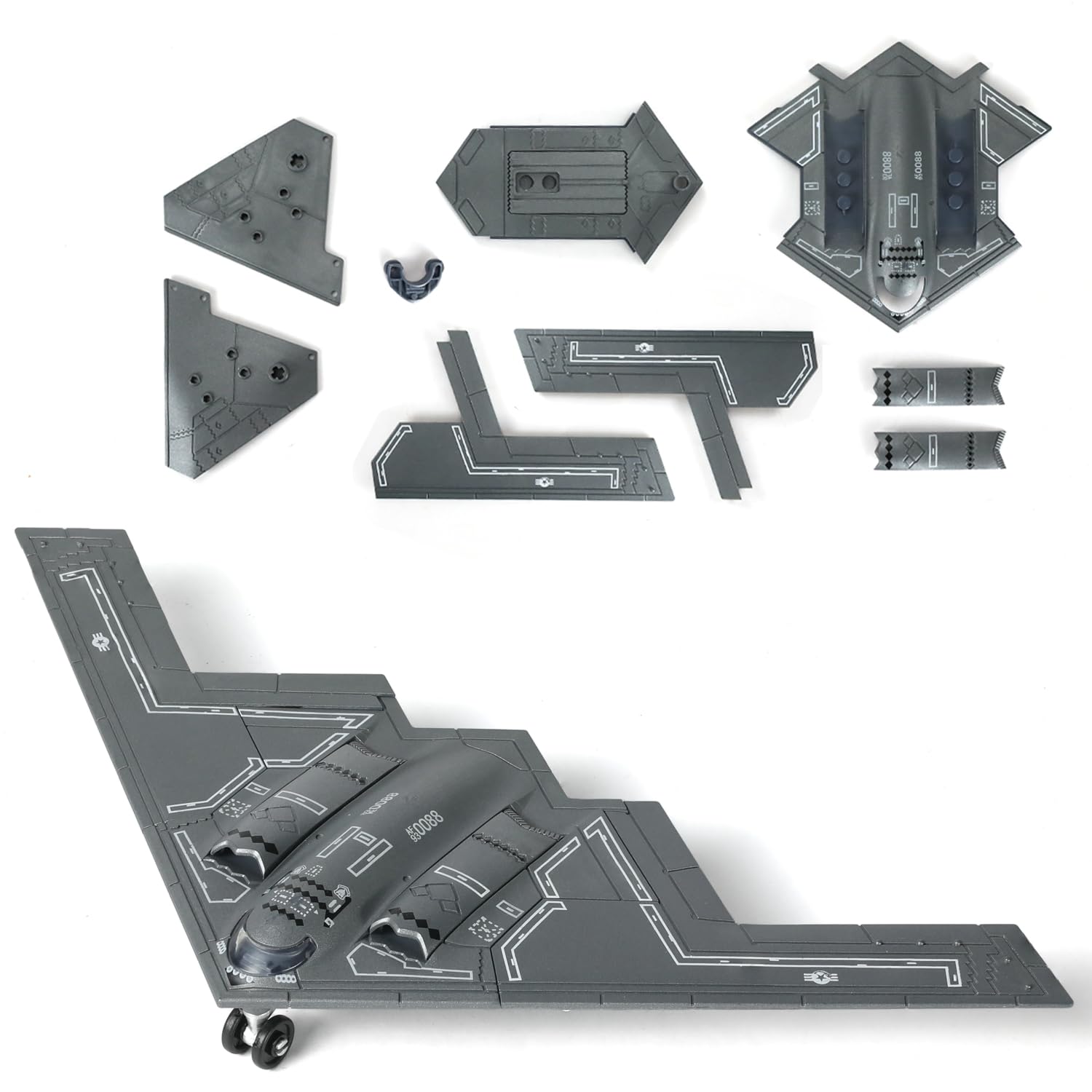 SEBUNAS 1/200 Scale Quick Build B-2 Spirit Military Aircraft Toy Model USAF Stealth Strategic Heavy Bomber Plastic Building Airplane Model Kit for Gift and Collection (26 Pieces)