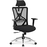 Ticova Ergonomic Office Chair - High Back Desk Chair with Adjustable Lumbar Support, Headrest & 3D Armrest - 130°Rocking Mesh Computer Chair