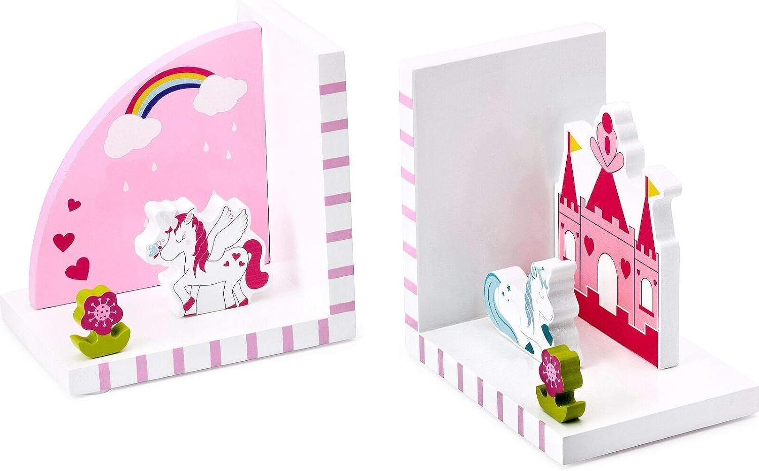 Mousehouse Gifts - Blue & White Unicorn Wooden Children's Bookends, Charming Kids' Room Decor for Boys & Girls - Image 3