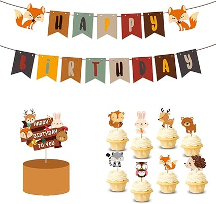 Amazon Com Lveud Forest Animal Theme Series Birthday Cake Topper