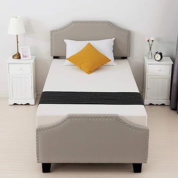 Amazon Com Lagrima Twin Upholstered Linen Platform Bed Curved