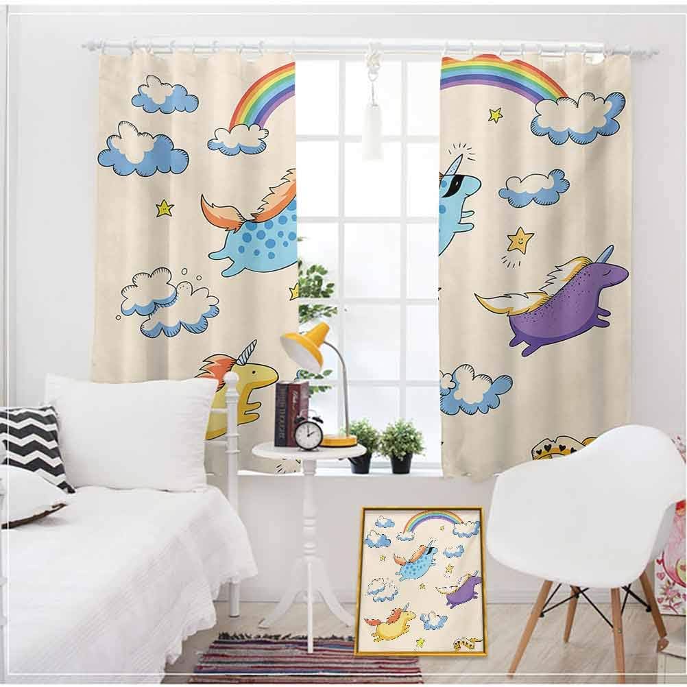 Unicorn Hook The Living Room Curtain Pastel Colored Illustration of