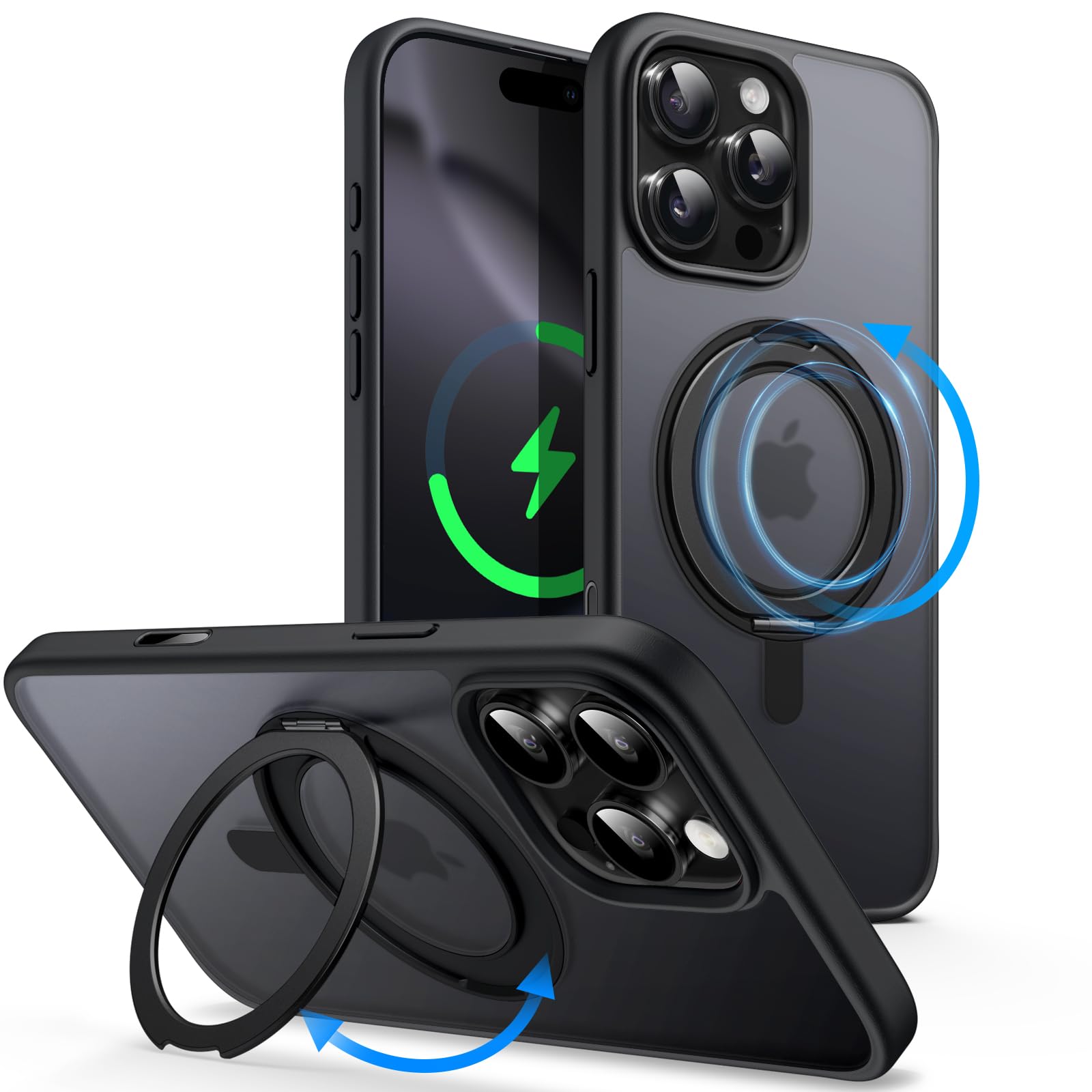 JETech 360 Degree Rotatable Ring Case for iPhone 16 Pro Max 6.9-Inch
