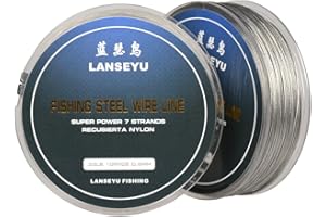 LANSEYU Stainless Steel Fishing line 100 Metres 33 Pound 0.6mm Fishing Stee Wire Nylon Coated 1x7 Stainless Steel Leader Wire Super Soft Fishing Wire Lines