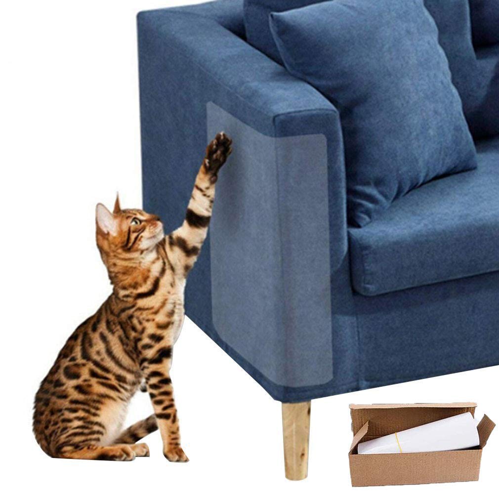 Cat Scratch Protector,4 Packs Flexible Transparent Cat Scratch Guards with NO Pins Protecting Your Upholstered Furniture, Stops Scratching Cats Furniture Protector,18.5"L x9.2"W