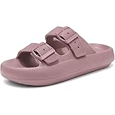 Haifago Cloud Slide Sandals for Women Comfort Recovery Pillow Sandal, Lightweight House Bathroom Shower Slippers Adjustable Double Buckle Platform Slide