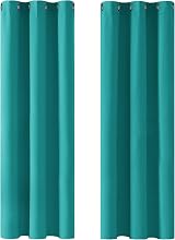 Deconovo Noise Reduction Curtains Eyelet Blackout Turquoise 42 x 72 in 2 Panels