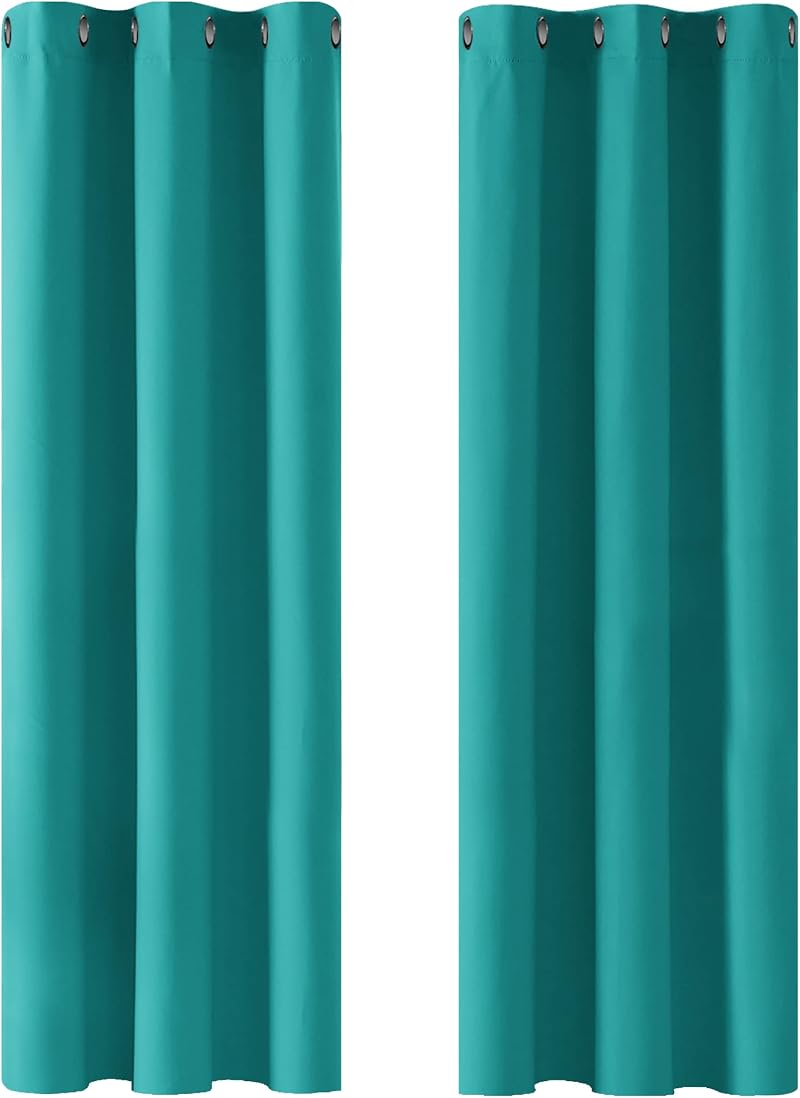 Deconovo Noise Reduction Curtains Eyelet Blackout Turquoise 42 x 72 in 2 Panels