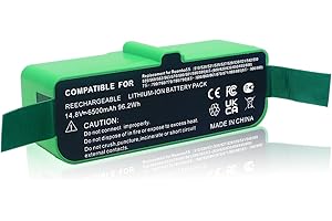 BATRYUIC Upgraded 6500mAh 14.4V Battery Compatible for iRobot Roomba 500 600 700 800 900 Series Robot Vacuum Battery Roomba 960 980 981 805 860 870 890 700 710 760 790 610 620 650 671 690 500 530 550 580