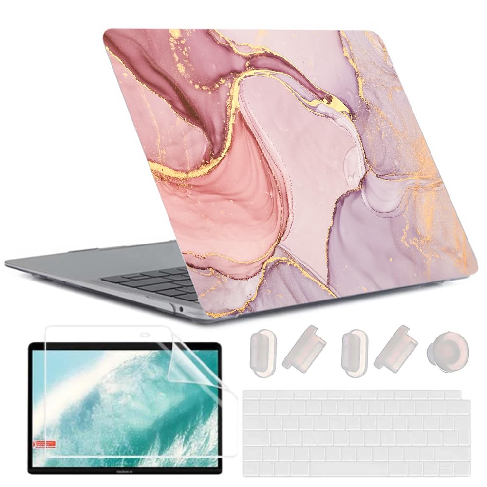 MUSHUI 4 in 1 Case for MacBook Air 13 inch 2020 2019 2018 Release M1 A2337 A2179 A1932 Retina Display Touch ID, Plastic Laptop Hard Shell Case & Keyboard Cover & Screen Protector, X32-9