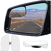 Ampper Large Rear View Blind Spot Mirror, Frameless HD Glass Convex Wide Angle Stick on Wing Blindspot Mirror Rearview Car Mi