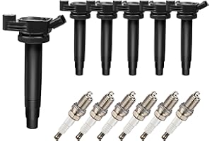 GAGOLCAR OEM Ignition Coil Pack UF506 90919-02246 and Spark Plugs (Set of 6),Compatible with Lexus ES330 RX330 RX400H Highlander Camry Sienna Solara 3.3L V6, For 5C1442 UF430 C1452