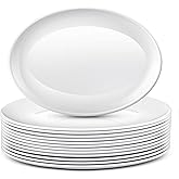 Dandat 12 Pcs Large Serving Platters Oval Trays White Plates Serving Dish for Wedding Party Restaurant Home Steak, Taco, Sushi, Appetizer, Cake (12 Inch)