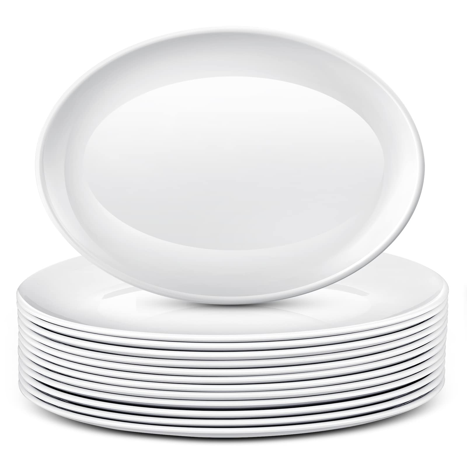 Photo 1 of Dandat 12 Pcs Large Serving Platters Oval Trays White Plates Serving Dish for Wedding Party Restaurant Home Steak, Taco, Sushi, Appetizer, Cake (16 Inch)